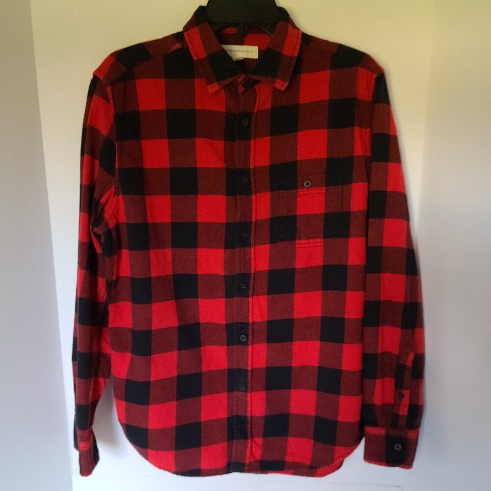 AEROPOSTALE WOMEN'S LONG SLEEVE RED /BLACK "BUFFALO PLAID" FLANNEL SIZE MEDIUM